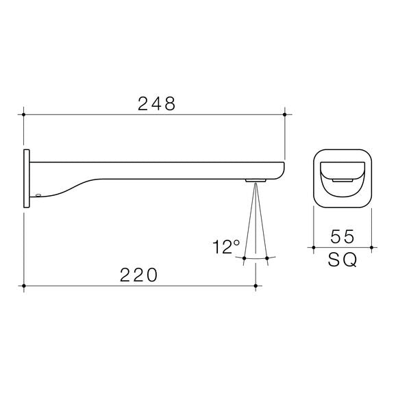 Caroma Luna II Basin/Bath Outlet 220mm technical drawing
