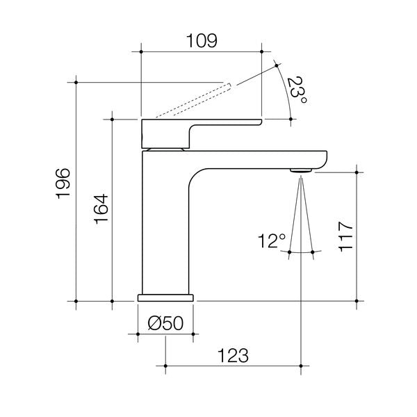 Caroma Luna II Basin Mixer technical drawing