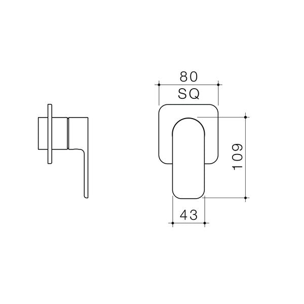 Caroma Luna II Bath/Shower Mixer Trim Kit technical drawing
