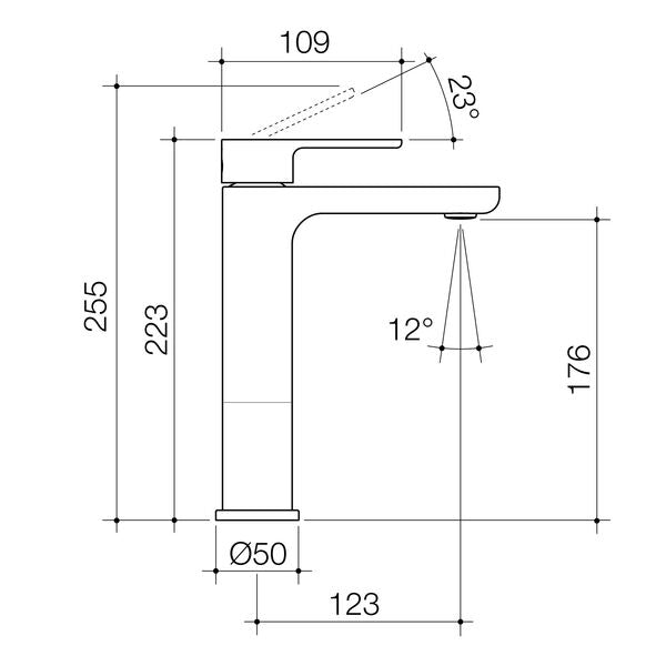 Caroma Luna II Mid Basin Mixer technical drawing