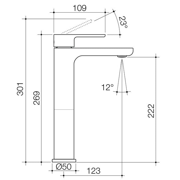 Caroma Luna II Tower Basin Mixer technical drawing