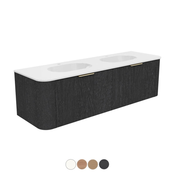 Fienza Margot Wall Hung Double Curve Cabinet Lola Gloss Basin Top