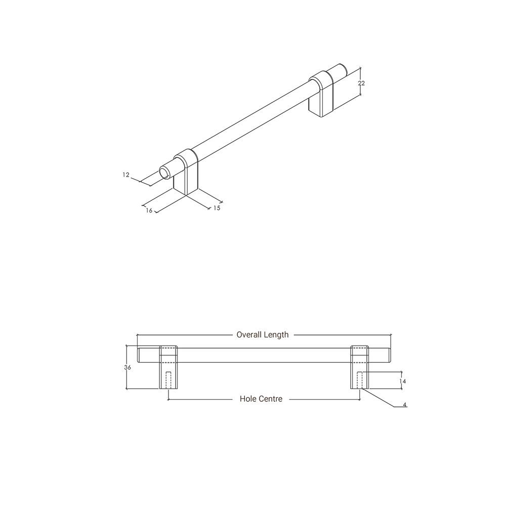 Momo Maida Bar Handle - Line Drawing