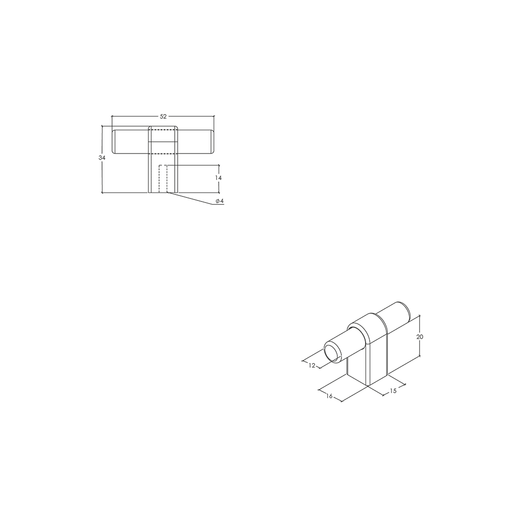 Momo Maida T Knob - Line Drawing