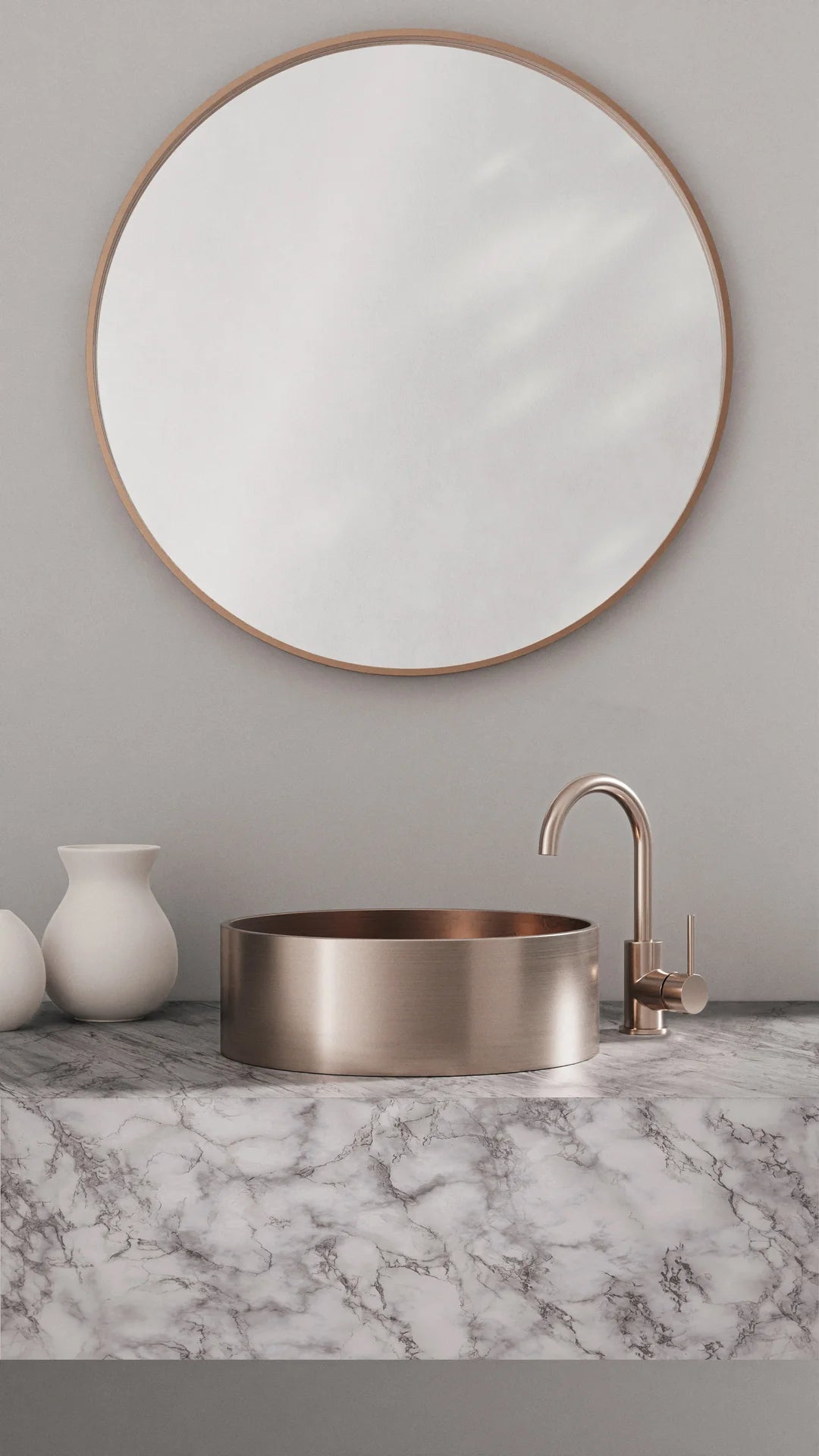 Meir Round Gooseneck Basin Mixer with Cold Start Champagne