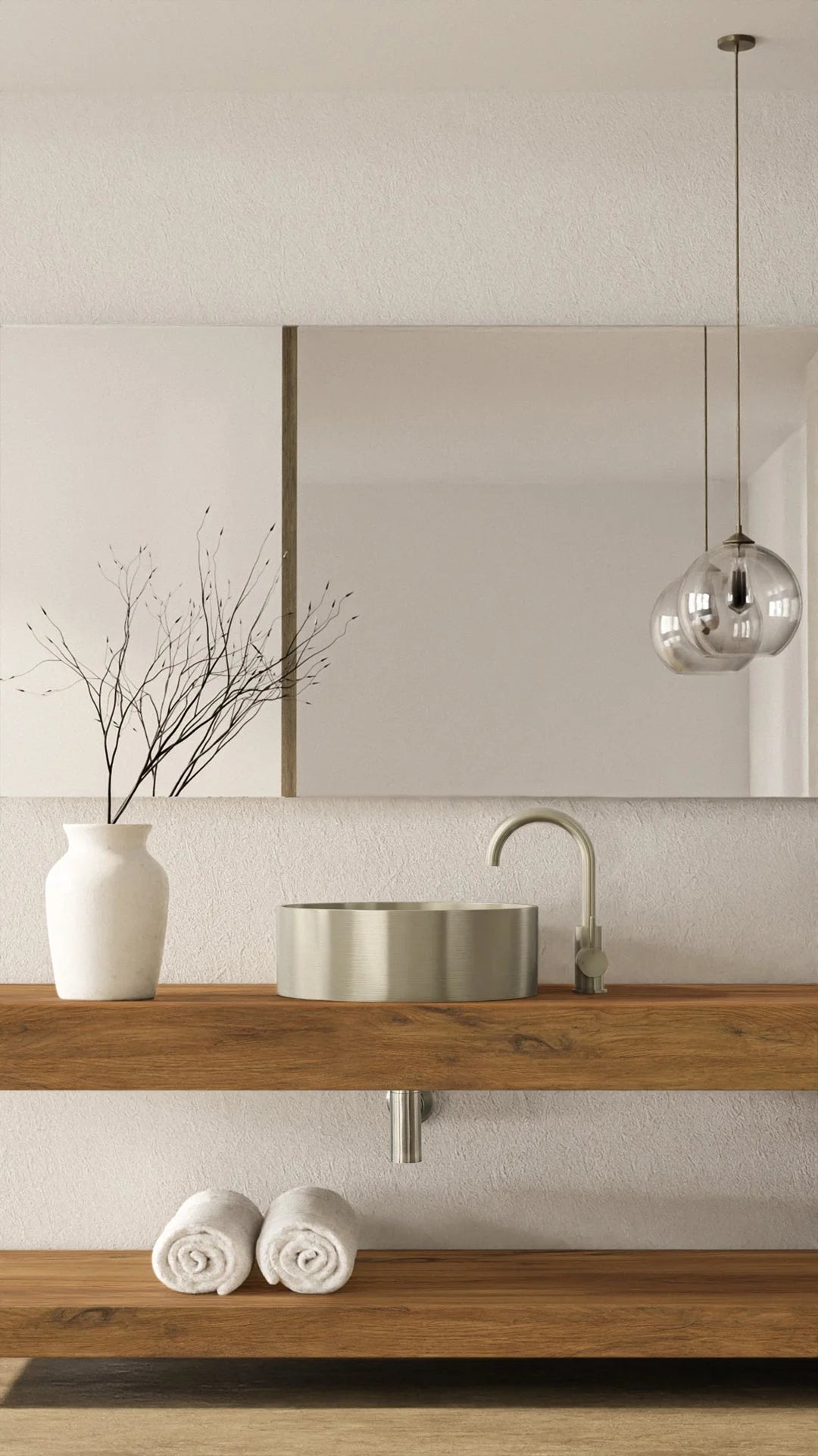 Meir Round Gooseneck Basin Mixer with Cold Start Brushed Nickel