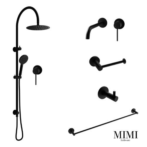 Mimi Matte Black Wall Set Tapware Package