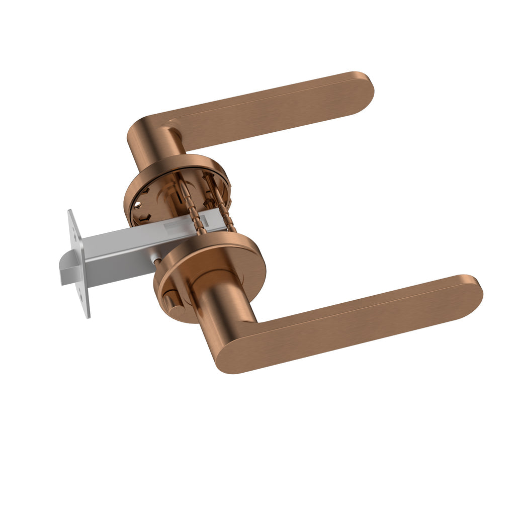 Meir Curvaé Flat Lever Door Handle - Privacy Lustre Bronze