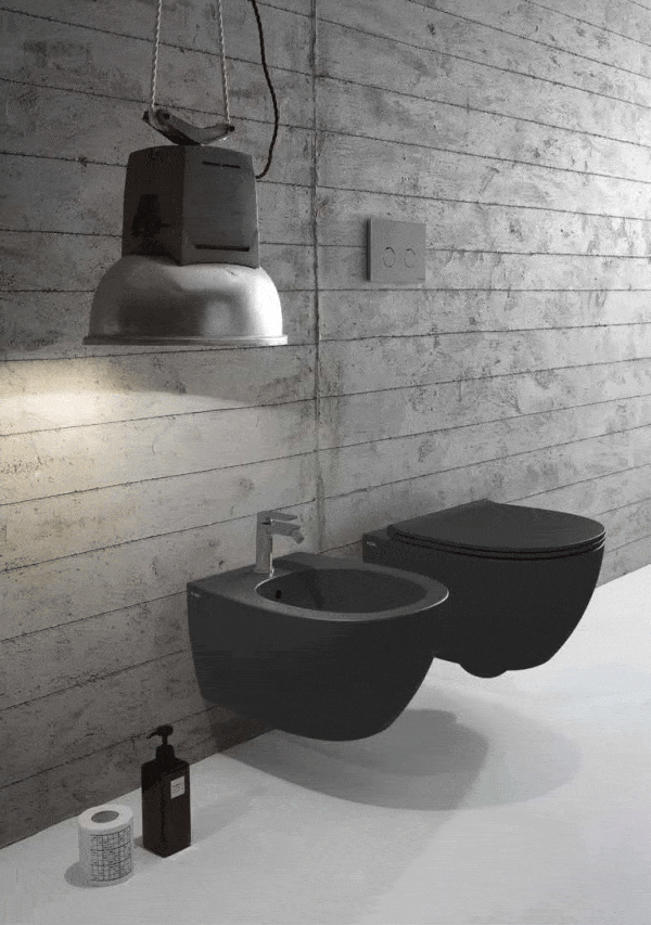 Globo 4All Compact SENZABRIDA® Wall Hung Pan Nero Opaco