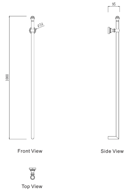 Medoc Vertical Heated Towel Rail - Line Drawing