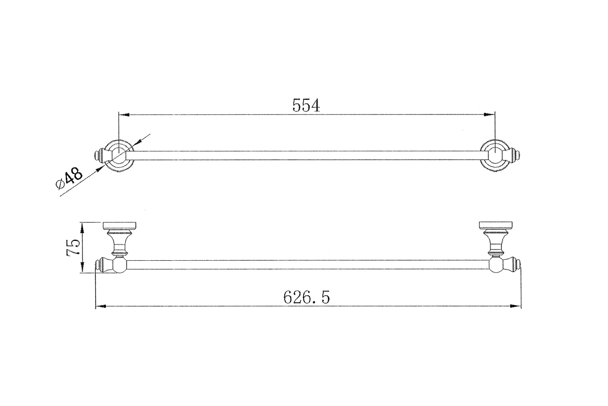 Medoc Single Towel Rail 600mm - Alternate View