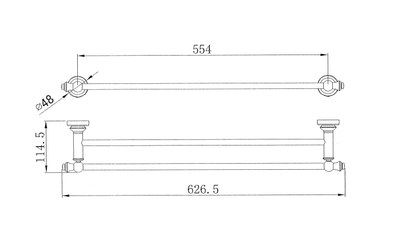 Modern National Medoc Double Towel Rail 600mm - Brushed Bronze