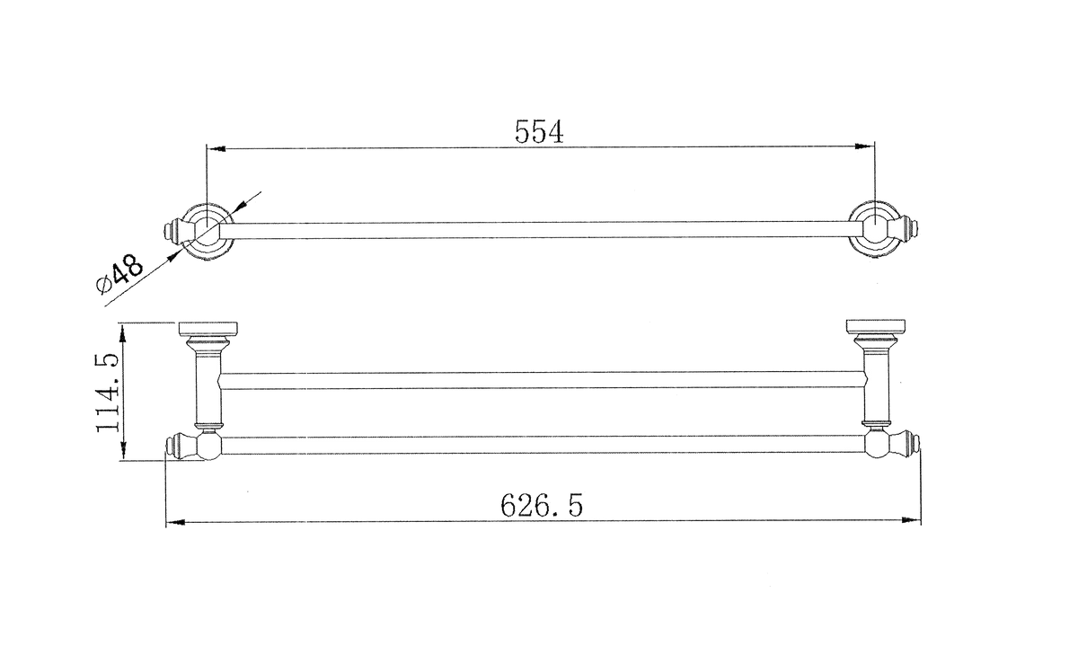 Medoc Double Towel Rail 600mm - Alternate View