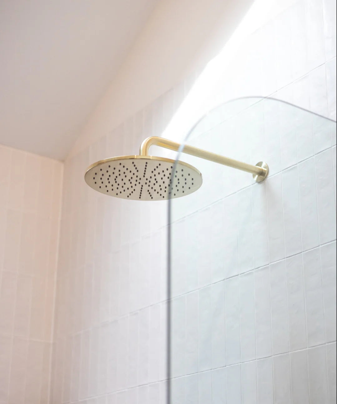 Meir Round Wall Shower Curved Arm 400mm Tiger Bronze