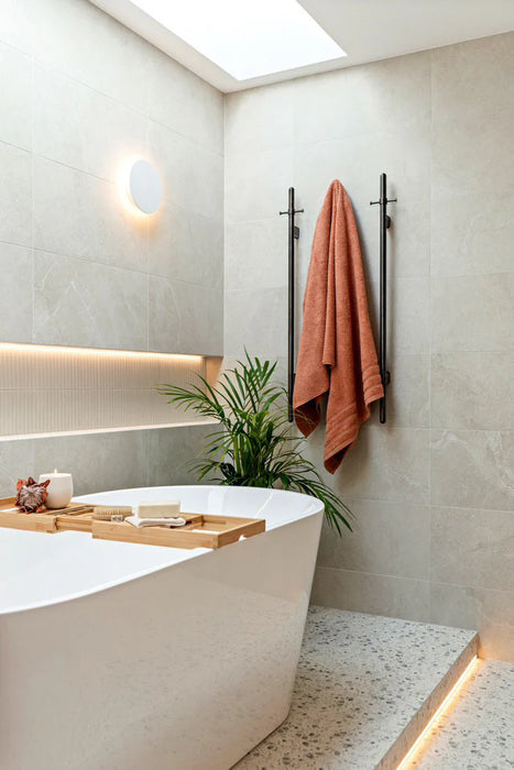 Heated Vertical Towel Rail - Gunmetal
