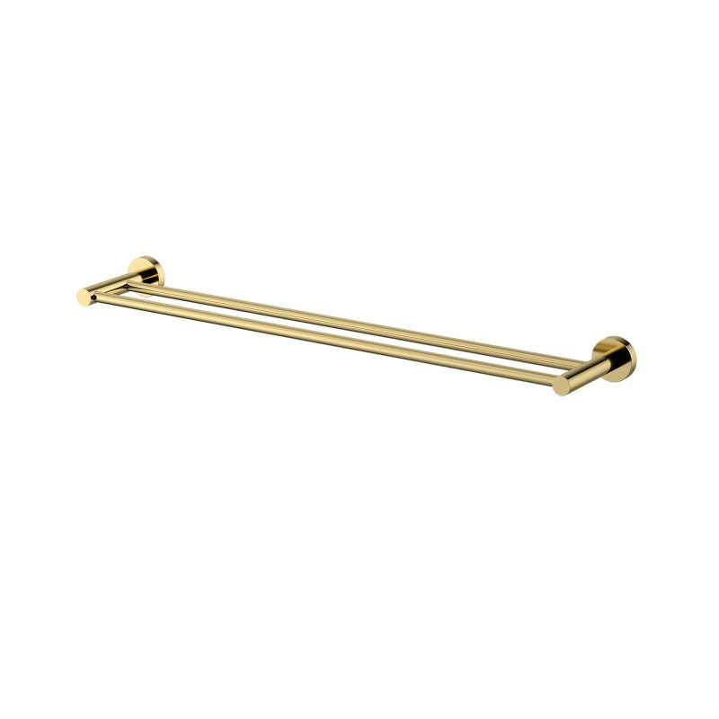 Modern National Mirage Double Towel Rail 600mm Polished Brass