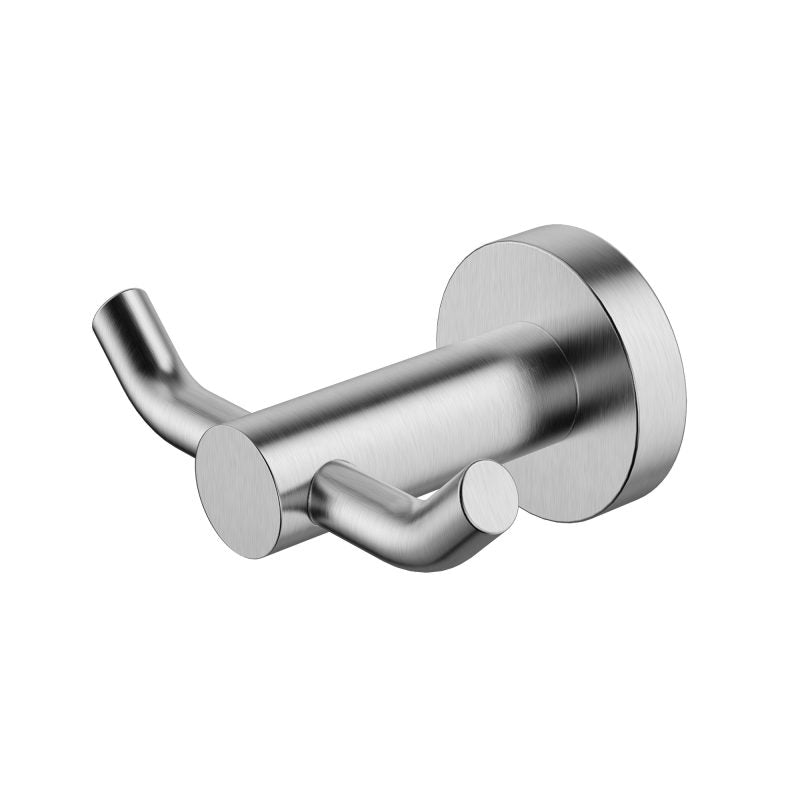 Modern National Mirage Double Robe Hook Brushed Chrome