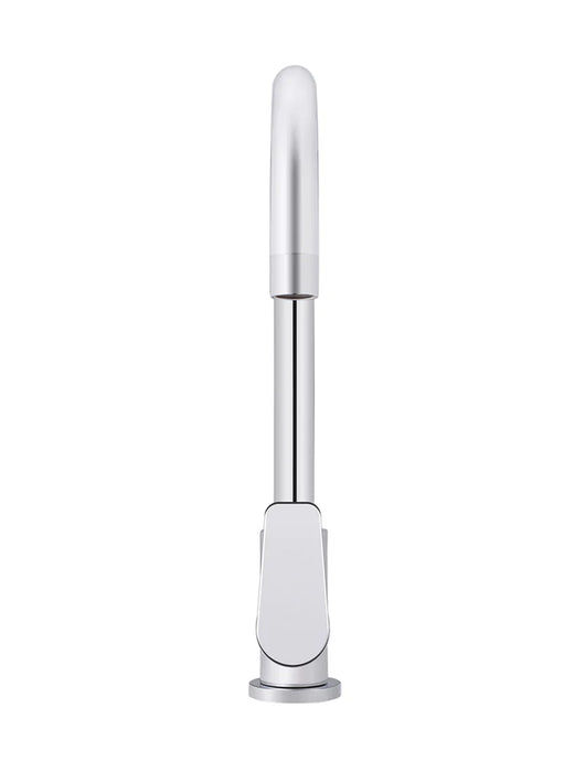 Meir Round Gooseneck Kitchen Mixer Tap with Paddle Handle - Chrome
