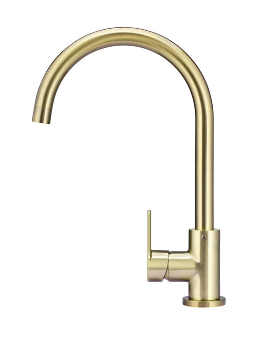 Meir Round Gooseneck Kitchen Mixer Tap with Paddle Handle - Tiger Bronze