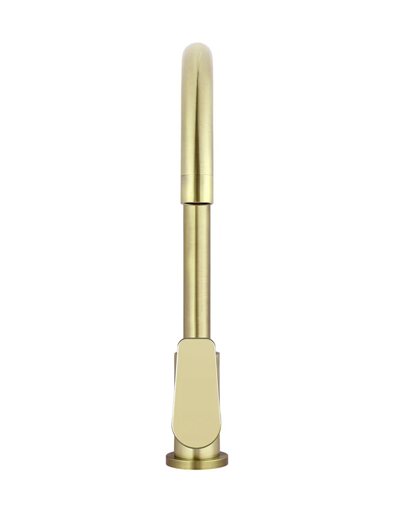 Meir Round Gooseneck Kitchen Mixer Tap with Paddle Handle - Tiger Bronze