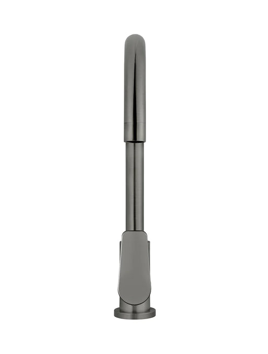 Meir Round Gooseneck Kitchen Mixer Tap with Paddle Handle - Gunmetal
