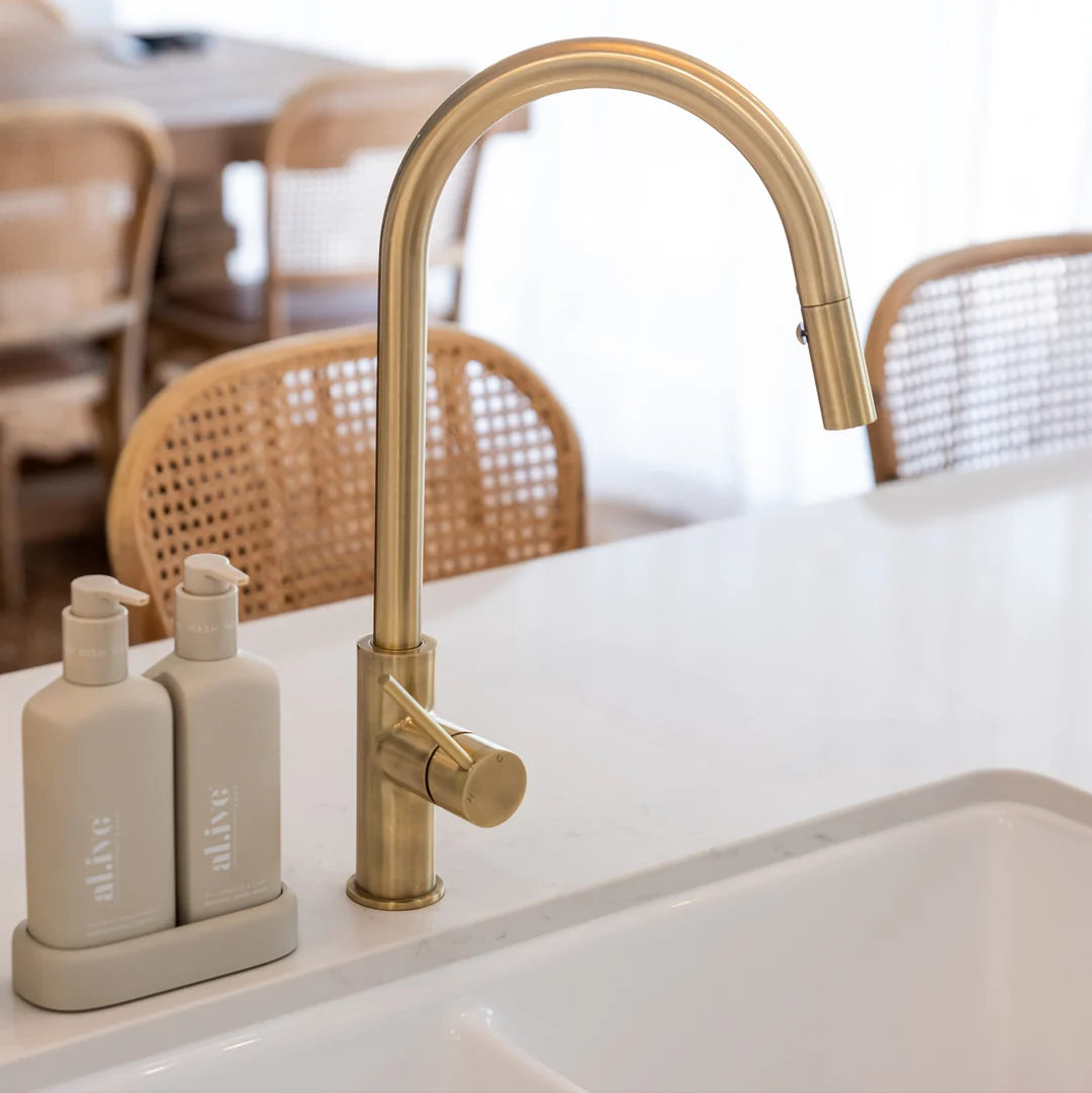 Meir Round Piccola Pull Out Kitchen Mixer Tap - Tiger Bronze