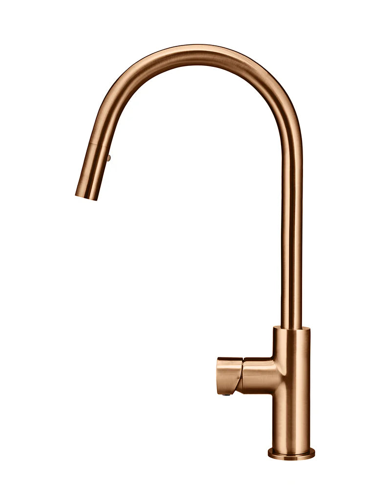 Meir Round Pinless Piccola Pull Out Kitchen Mixer Tap Lustre Bronze
