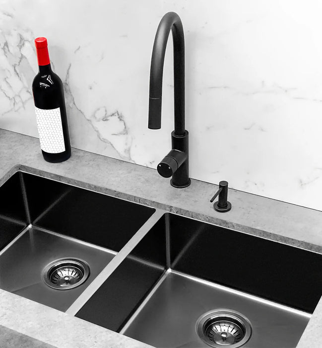Meir Round Pinless Piccola Pull Out Kitchen Mixer Tap - Matte Black