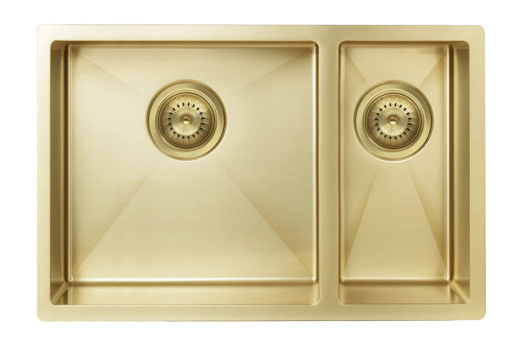 Meir Kitchen Sink - One and Half Bowl 670 x 440 - Brushed Bronze Gold
