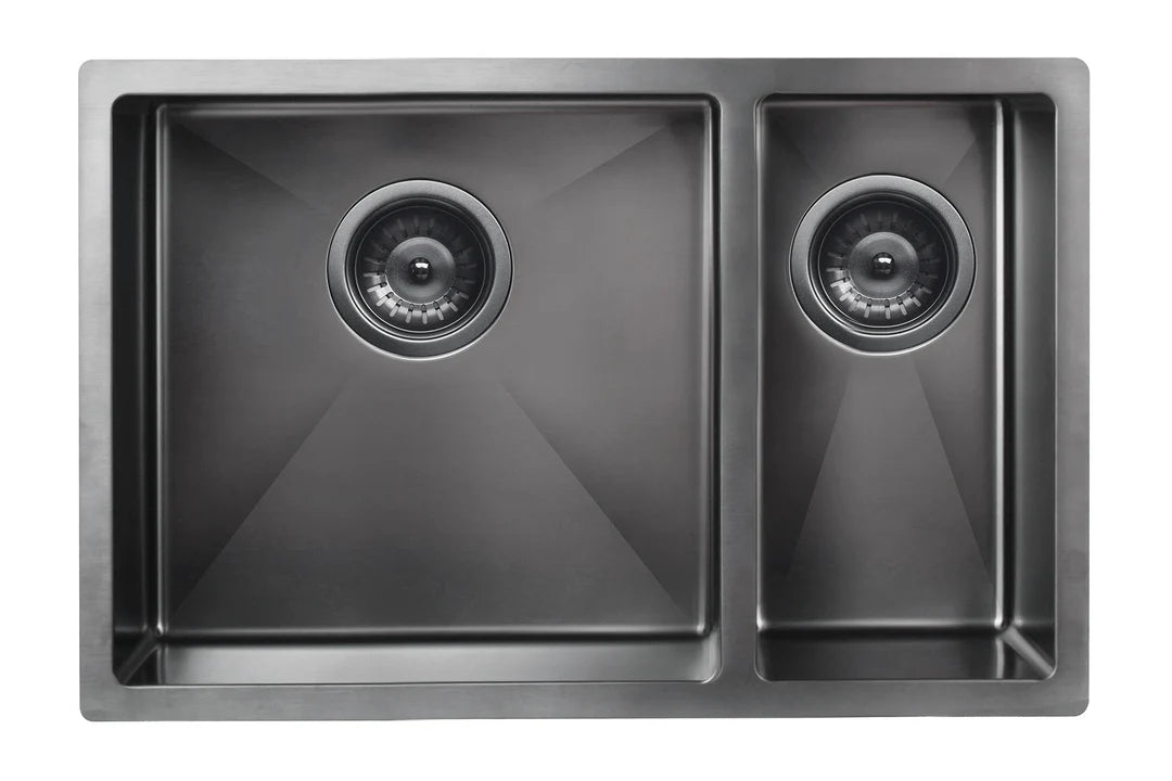 Meir Kitchen Sink - One and Half Bowl 670 x 440 - Brushed Gun Metal