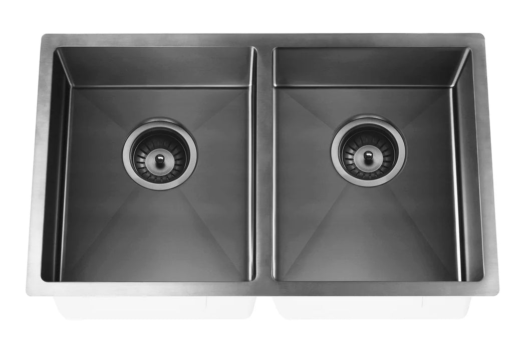 Meir Kitchen Sink - Double Bowl 760 x 440 - Brushed Gun Metal