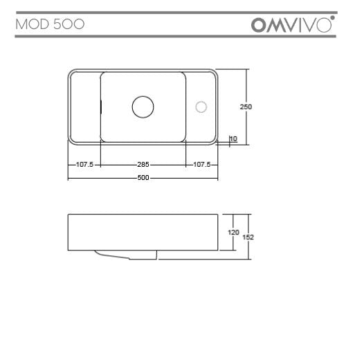 Omvivo MOD 500 Wall Basin 0th with Overflow