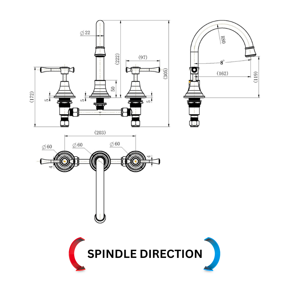 Montpellier Basin Set - Line Drawing