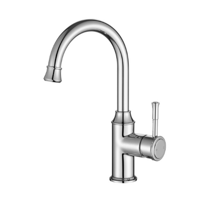 Modern National Montpellier Gooseneck High Rise Basin Mixer - Chrome