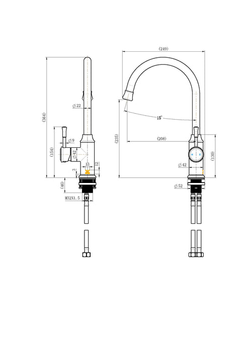 Modern National Montpellier Gooseneck Kitchen Mixer