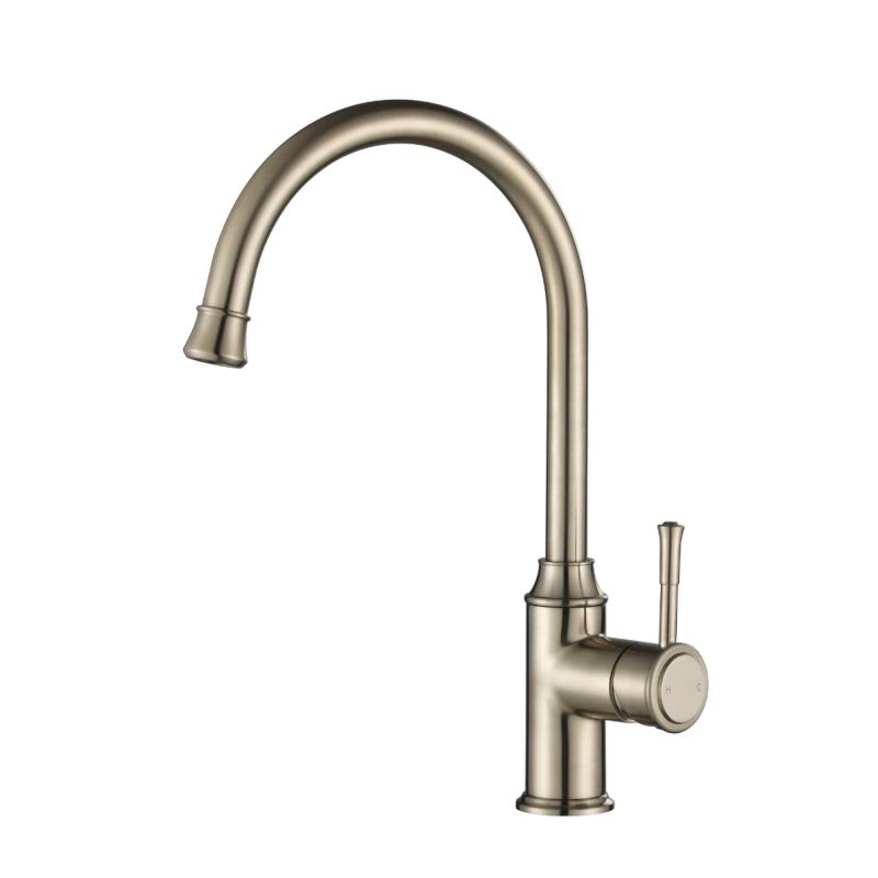 Modern National Montpellier Gooseneck Kitchen Mixer - Brushed Nickel
