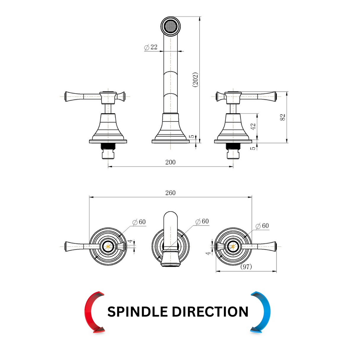 Montpellier Wall Spa & Sink Set - Line Drawing