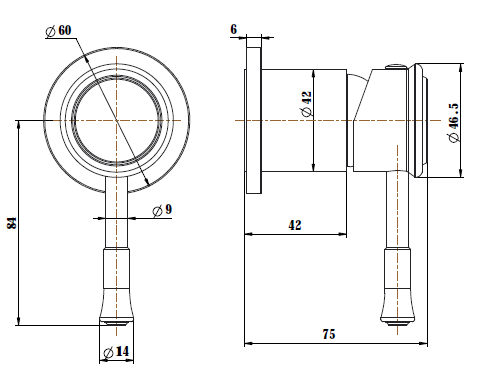 Montpellier Shower Mixer Trim Kit Small Backplate - Line Drawing