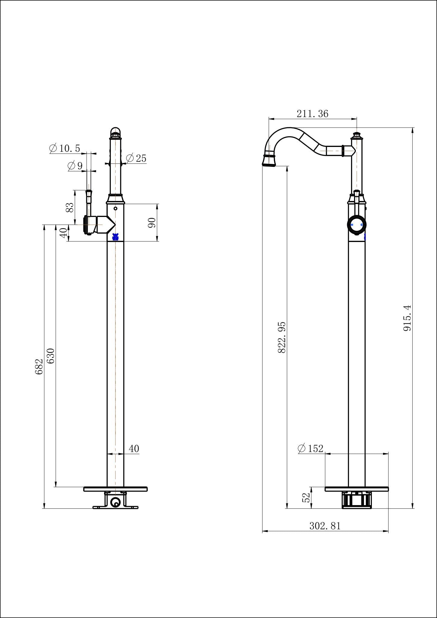 Modern National Montpellier Freestanding Bath Mixer