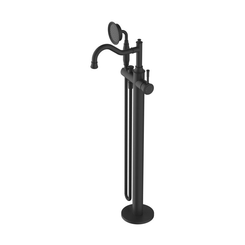 Modern National Montpellier Freestanding Bath Mixer with Hand Shower - Matte Black