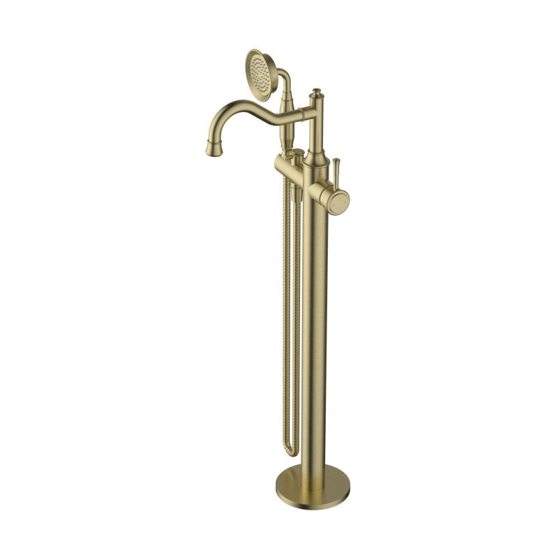 Modern National Montpellier Freestanding Bath Mixer with Hand Shower - Brushed Bronze
