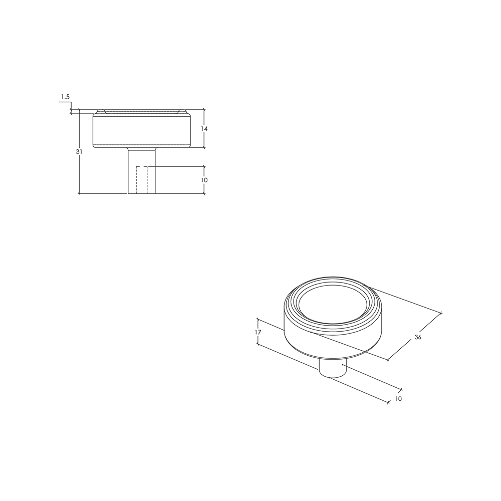 Momo Monaco Round Knob - Line Drawing