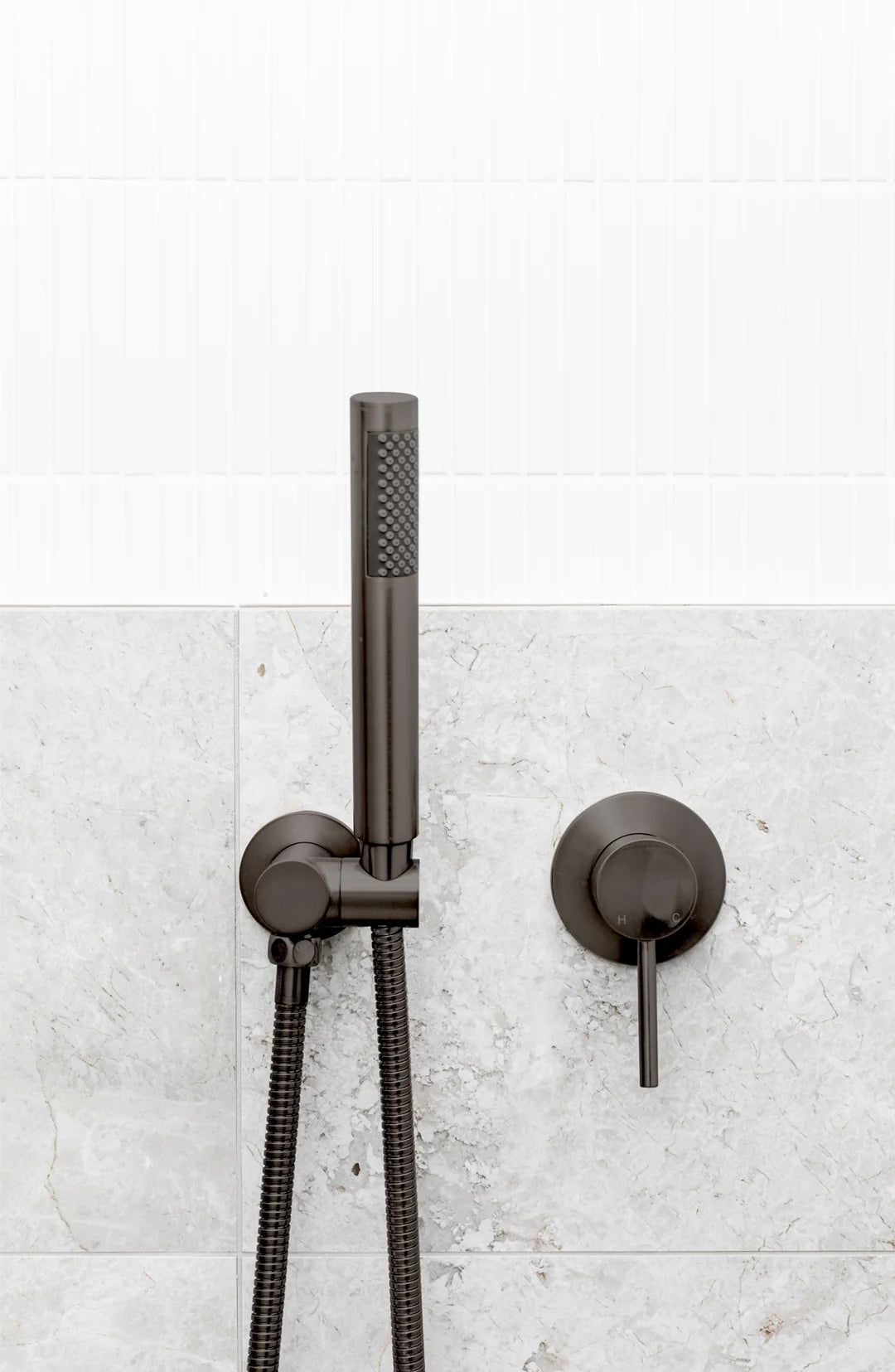 Meir Round Shower on Bracket - Gun Metal