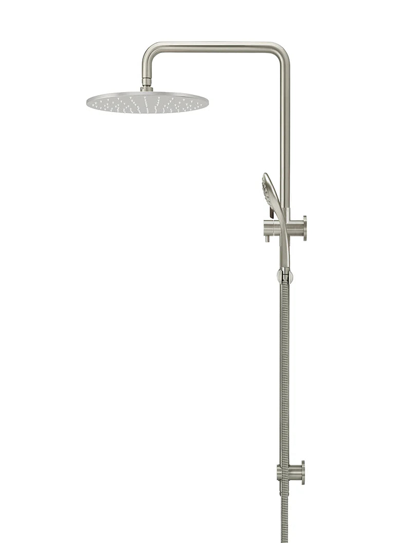 Meir Round Combination Shower Rail, 300mm Rose, Single Function Hand Shower - Brushed Nickel