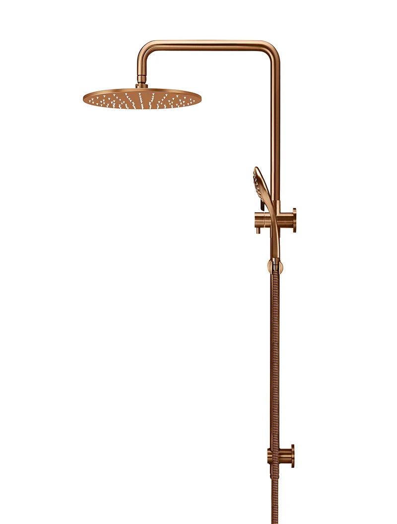 Meir Round Combination Shower Rail 300mm Rose, Three Function Hand Shower Lustre Bronze