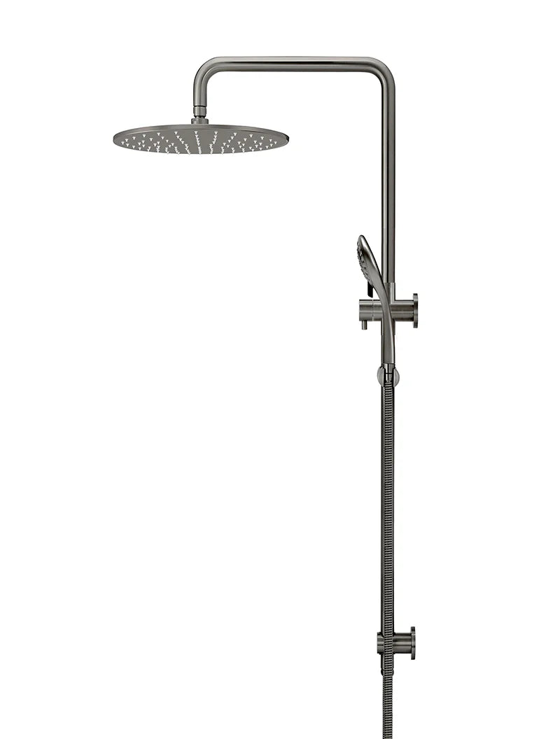 Meir Round Combination Shower Rail, 300mm Rose, Single Function Hand Shower - Gun Metal