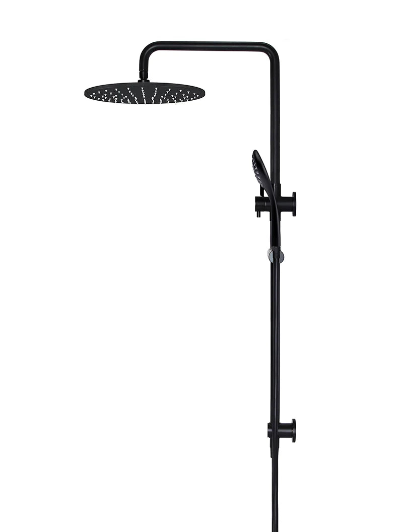 Meir Round Combination Shower Rail, 300mm Rose, Single Function Hand Shower - Matte Black
