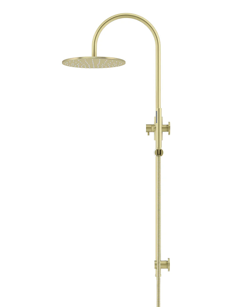 Meir Round Gooseneck Shower Set with 300mm rose, Single-Function Hand Shower Tiger Bronze