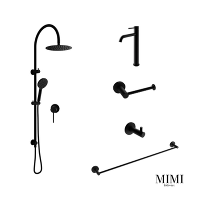 Mimi Matte Black Basin Mixer Tapware Package