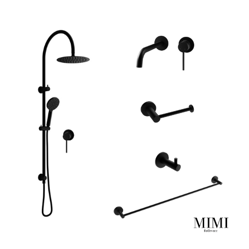 Mimi Matte Black Wall Set Tapware Package